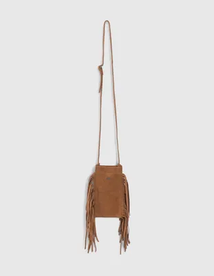Sac pour smartphone camel à franges fille