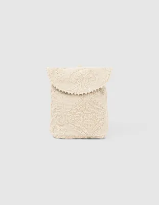 Sac à dos blanc cassé tricotage fantaisie bébé fille