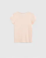 Tee-shirt rose poudré essentiel en coton bio fille