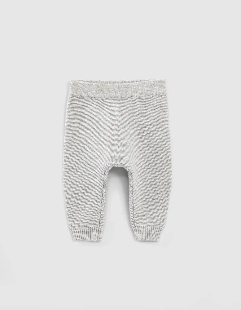 Pantalon mastic chiné en tricot coton bio bébé