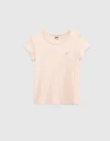 Tee-shirt rose poudré essentiel en coton bio fille