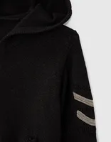 Cardigan noir tricot lurex à chevrons-bijou fille