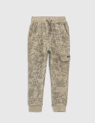 Jogging kaki clair à motif camouflage feuilles garçon