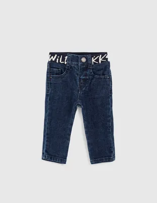 Jean blue vintage message ceinture coton bio bébé garçon