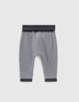 Pantalon réversible gris chiné et rayé coton bio bébé