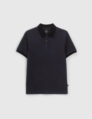 Polo marine jacquard palmes garçon