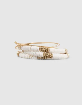 Bracelets perles blanches et métal doré fille