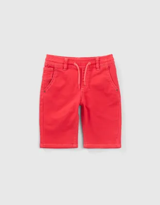 Bermuda en jean rouge ceinture élastiquée garçon