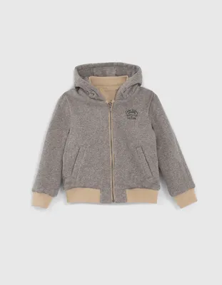 Bomber réversible beige nylon et gris molleton garçon