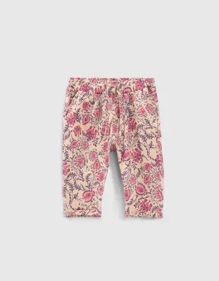 Pantalon rose imprimé floral cachemire bébé fille