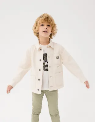 Veste en jean beige chiné print dos garçon