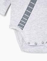 Body mastic chiné visuel guitare en coton bio bébé IKKS | Mode Printemps Eté Bodies & Pyjama
