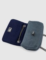Sac bandoulière blue grey matelassé brodé fille IKKS | Mode Automne Hiver Accessoires