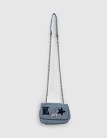 Sac bandoulière blue grey matelassé brodé fille IKKS | Mode Automne Hiver Accessoires
