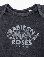 Body gris chiné visuel roses en coton bio bébé IKKS | Mode Printemps Eté Bodies & Pyjama
