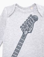 Body mastic chiné visuel guitare en coton bio bébé IKKS | Mode Printemps Eté Bodies & Pyjama