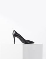 Escarpins pointus en cuir noir talons 9 cm femme IKKS | Mode Automne Hiver Chaussures