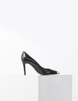 Escarpins pointus en cuir noir talons 9 cm femme IKKS | Mode Automne Hiver Chaussures