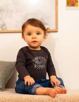 Body gris chiné visuel roses en coton bio bébé IKKS | Mode Printemps Eté Bodies & Pyjama