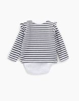 Body marinière mastic chiné à volants coton bio bébé IKKS | Mode Printemps Eté Bodies & Pyjama