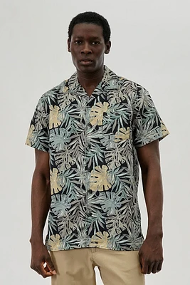 Boardsports Palm Tree Print Camp Collar Casual Shirt