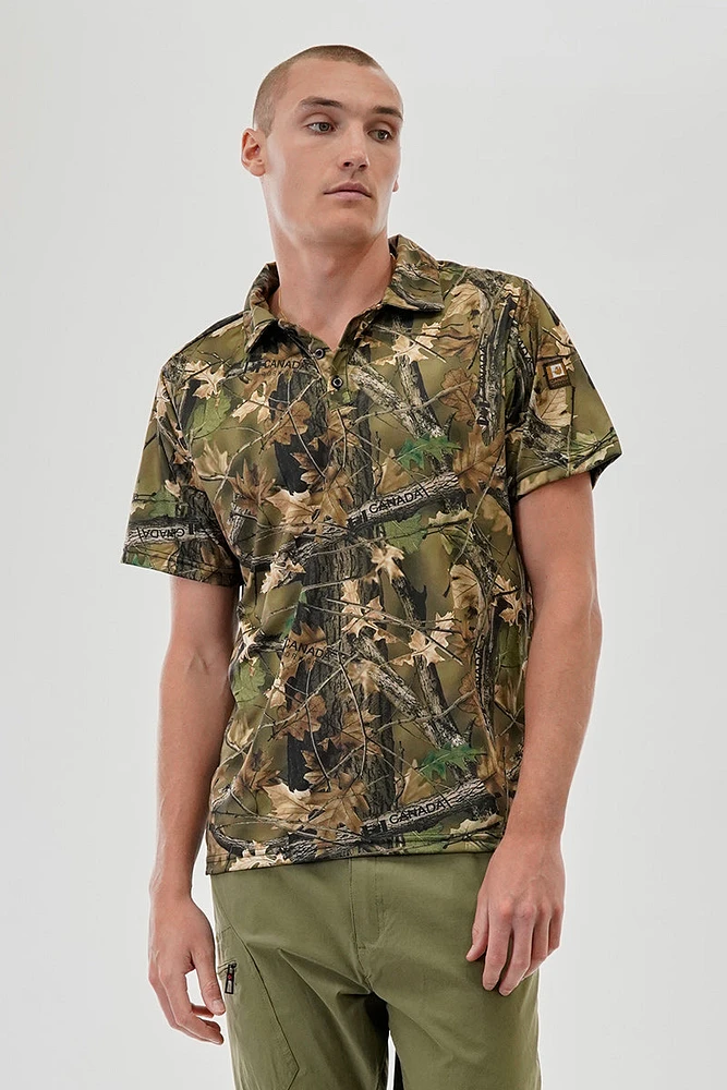 Canada Work Gear Camo Print Collared Polo Shirt