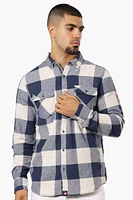 Canada Weather Gear Plaid Cotton Casual Shirt - Blue