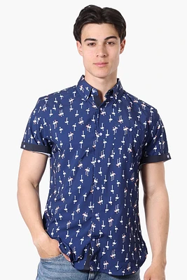 International INC Company Flamingo Pattern Button Up Casual Shirt