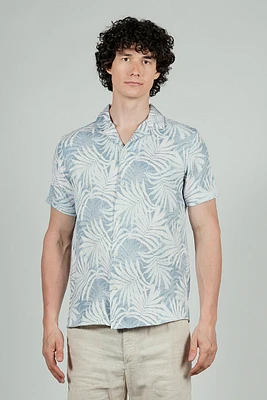 Kenneth Blake Leaf Print Basic Button Up Casual Shirt