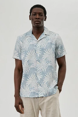 Kenneth Blake Leaf Print Basic Button Up Casual Shirt