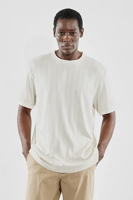 For Him London Stripe Detail Ribbed Crewneck Tee