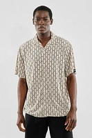 Canada Weather Gear Travel Collection Geometric Print Button Up Casual Shirt