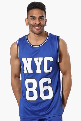Mecca NYC Print Mesh Muscle Tee - Blue