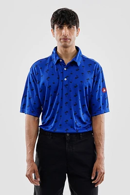 Canada Weather Gear Performance Palm Tree Pattern Polo Shirt - Blue