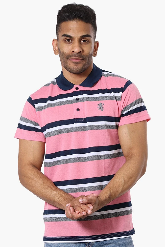 Vroom & Dreesman Striped Button Up Polo Shirt