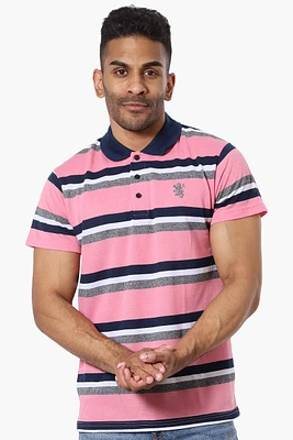Vroom & Dreesman Striped Button Up Polo Shirt