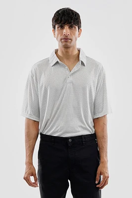 Canada Weather Gear Performance Polka Dot Pattern Polo Shirt - White