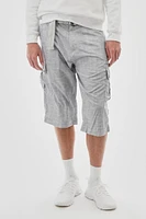 Essentials Super Triple Goose Belted Patterned Cargo Shorts - Grey