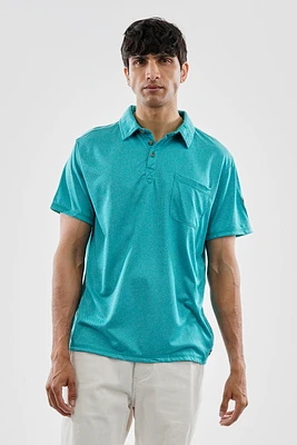 Canada Weather Gear Waffle Texture Polo Shirt - Turquoise