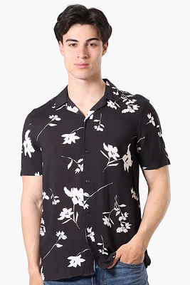 Stylexchange Vintage Floral Camp Collar Casual Shirt - Black