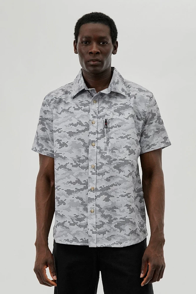 Canada Weather Gear Digi Camo Print Button Up Casual Shirt