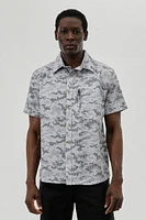 Canada Weather Gear Digi Camo Print Button Up Casual Shirt
