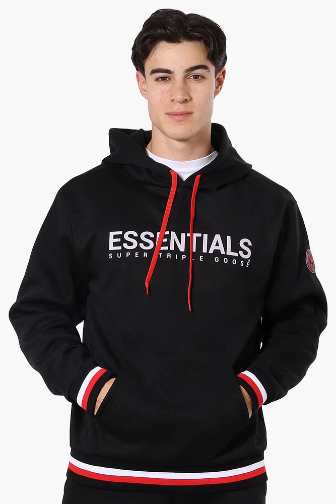 Essentials Super Triple Goose Striped Cuff Detail Hoodie - Black