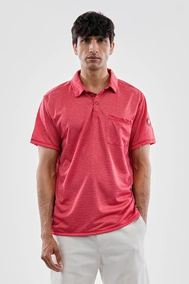 Canada Weather Gear Waffle Texture Polo Shirt - Red
