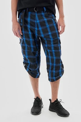Canada Weather Gear Belted Plaid Cargo Shorts - Black