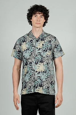 Boardsports Palm Tree Print Camp Collar Casual Shirt