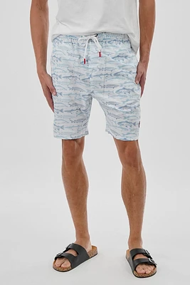 Canada Weather Gear Fish Pattern Elastic Surf Shorts - White