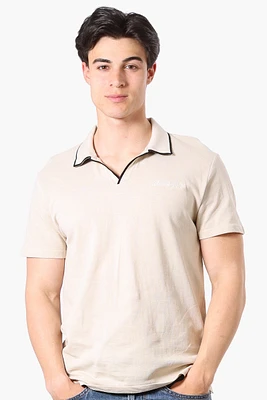 Canada Weather Gear Vintage Embroidered Johnny Collar Polo Shirt
