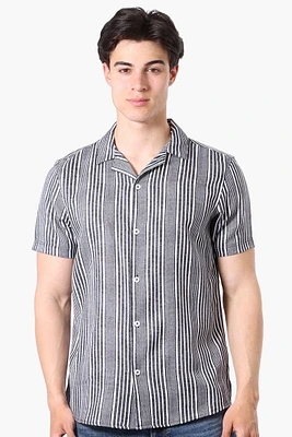 Kenneth Blake Striped Camp Collar Button Up Casual Shirt
