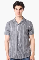 Kenneth Blake Striped Camp Collar Button Up Casual Shirt